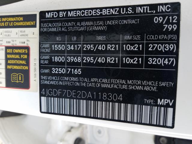 2013 MERCEDES-BENZ GL 550 4MA 4JGDF7DE2DA118304