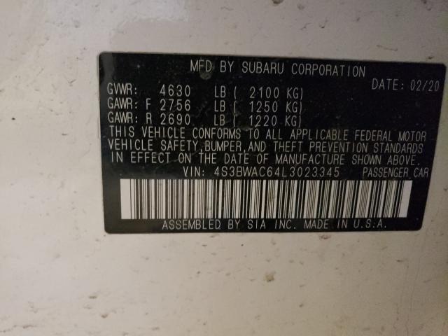 2020 SUBARU LEGACY PRE 4S3BWAC64L3023345
