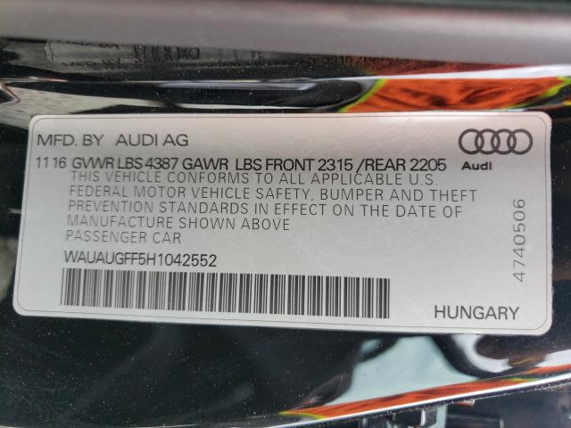 2017 AUDI A3 PREMIUM WAUAUGFF5H1042552