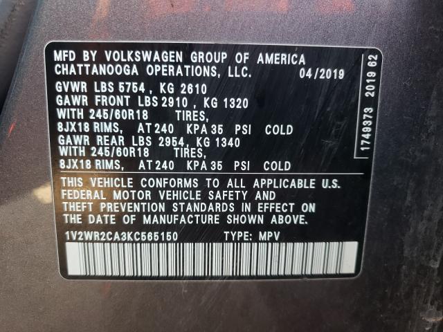 2019 VOLKSWAGEN ATLAS SE 1V2WR2CA3KC565150