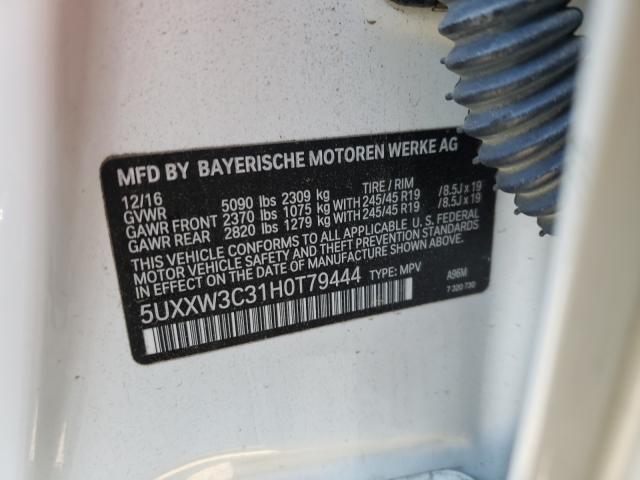 2017 BMW X4 XDRIVE2 5UXXW3C31H0T79444