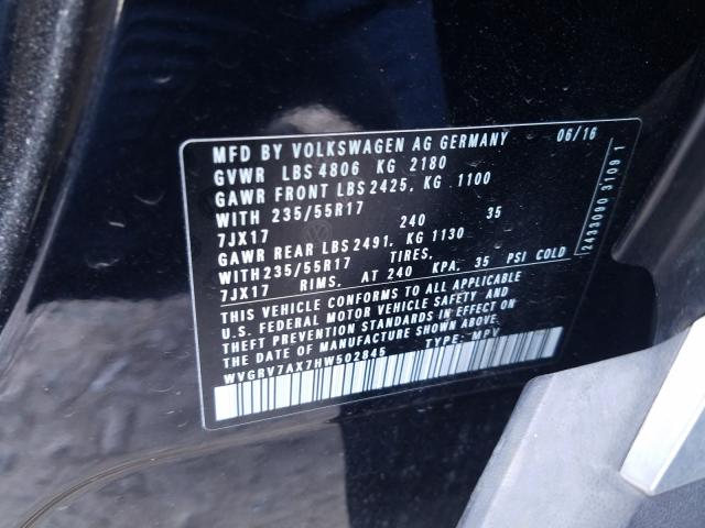 2017 VOLKSWAGEN TIGUAN WOL WVGRV7AX7HW502845