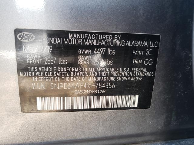 2019 HYUNDAI SONATA LIM 5NPE34AF4KH784356