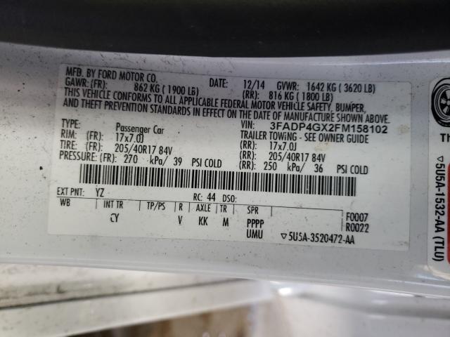 2015 FORD FIESTA ST 3FADP4GX2FM158102
