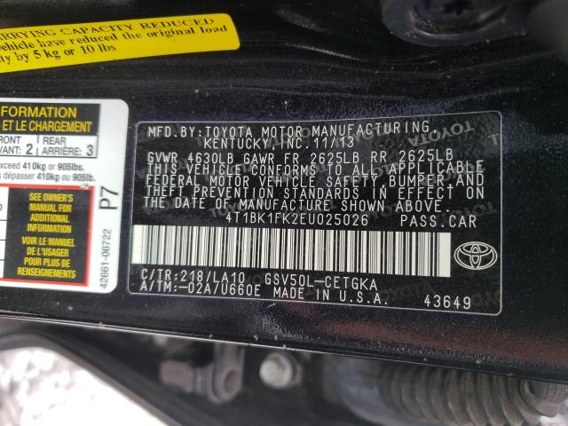 2014 TOYOTA CAMRY XLE 4T1BK1FK2EU025026