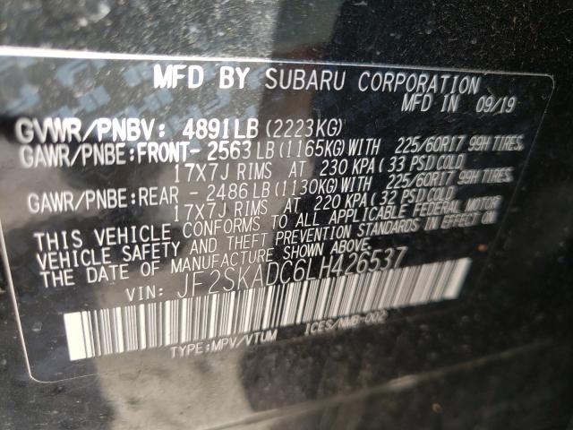 2020 SUBARU FORESTER JF2SKADC6LH426537