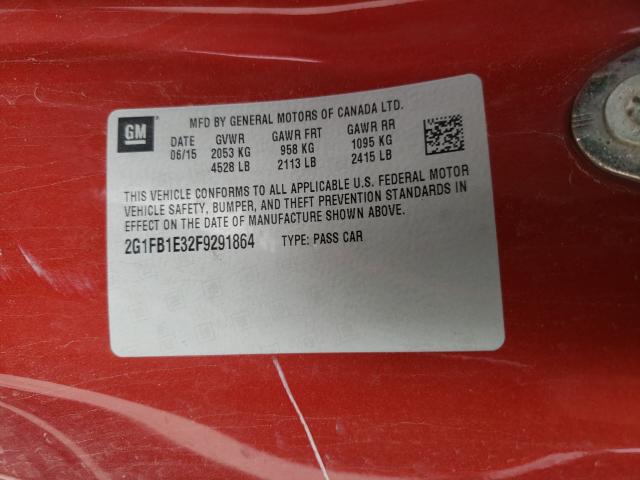 2015 CHEVROLET CAMARO LS 2G1FB1E32F9291864