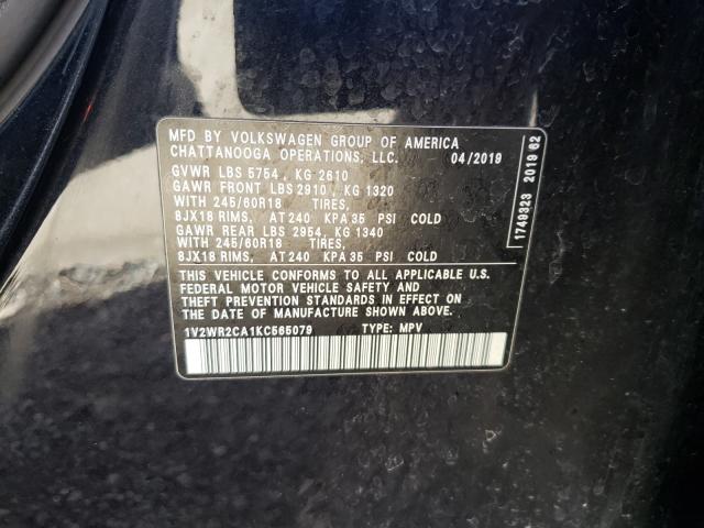 2019 VOLKSWAGEN ATLAS SE 1V2WR2CA1KC565079