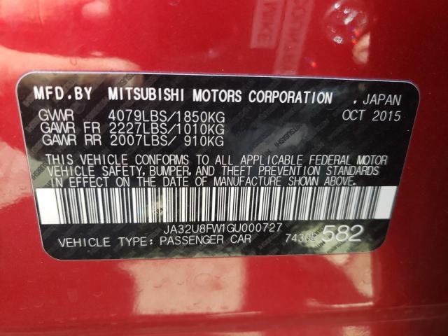 2016 MITSUBISHI LANCER GT JA32U8FW1GU000727