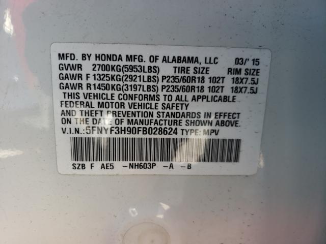 2015 HONDA PILOT TOUR 5FNYF3H90FB028624