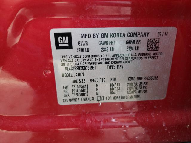 2014 BUICK ENCORE CON KL4CJBSBXEB781961