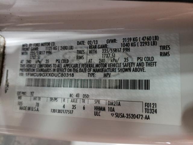 2013 FORD ESCORT SE 1FMCU9GXXDUC80318