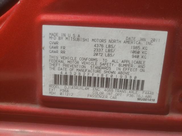 2011 MITSUBISHI GALANT FE 4A32B2FF1BE019380