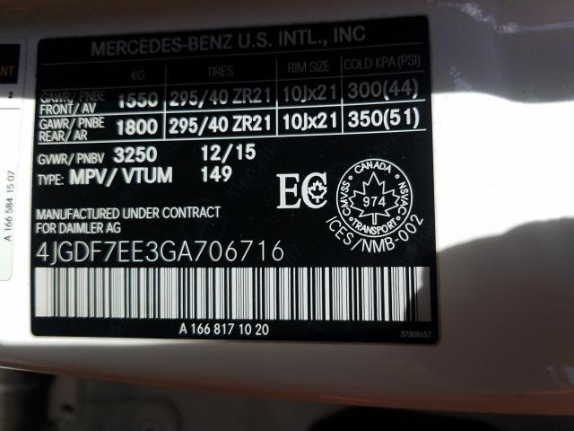 2016 MERCEDES-BENZ GL 63 AMG 4JGDF7EE3GA706716