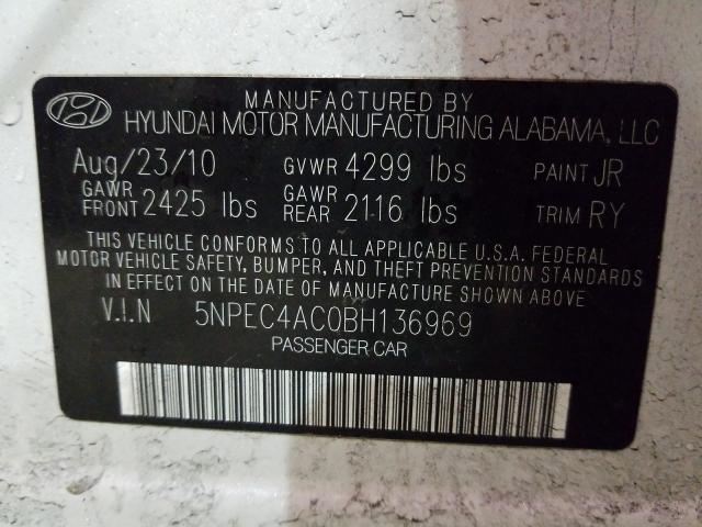 2011 HYUNDAI SONATA SE 5NPEC4AC0BH136969