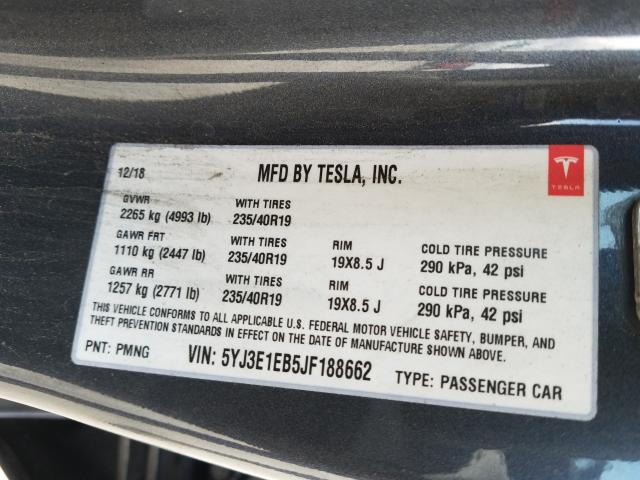2018 TESLA MODEL 3 5YJ3E1EB5JF188662