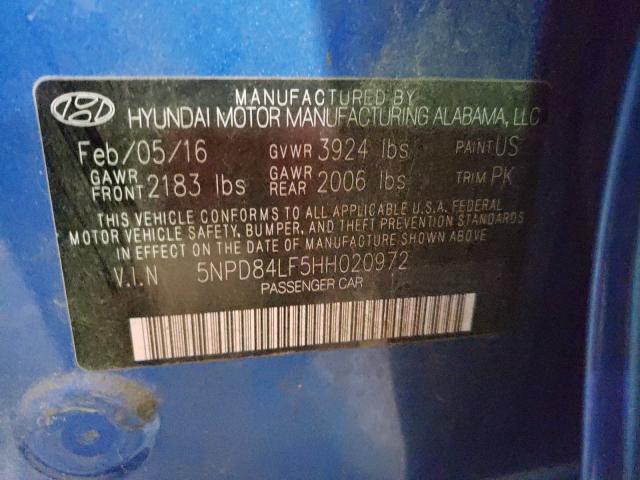 2017 HYUNDAI ELANTRA SE 5NPD84LF5HH020972