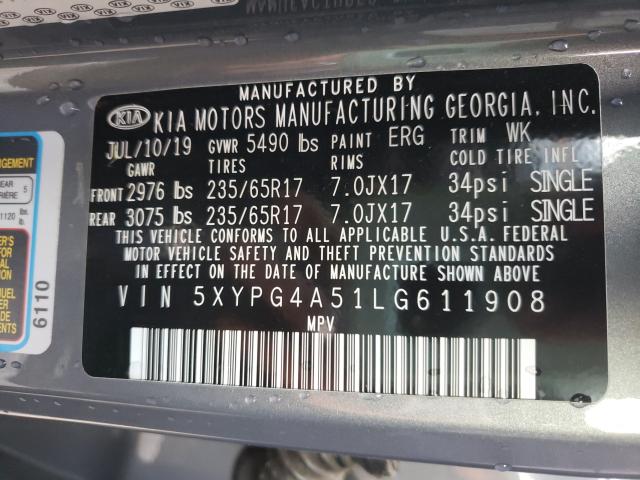2020 KIA SORENTO S 5XYPG4A51LG611908