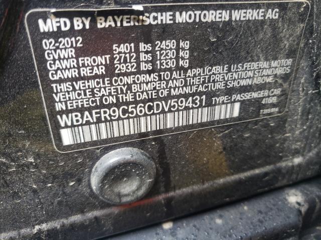 2012 BMW 550 I WBAFR9C56CDV59431