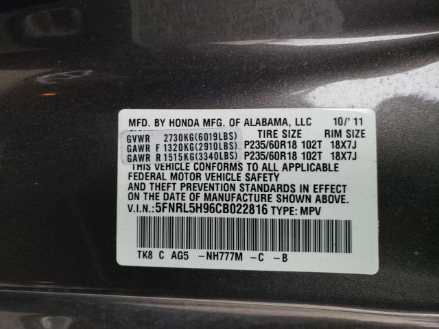 2012 HONDA ODYSSEY TO 5FNRL5H96CB022816