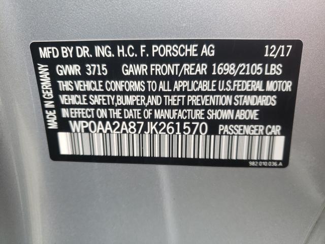 2018 PORSCHE CAYMAN WP0AA2A87JK261570