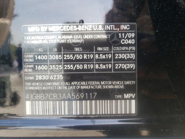 2010 MERCEDES-BENZ ML 550 4MA 4JGBB7CB3AA569117