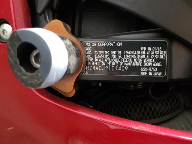 2018 SUZUKI GSX-R750 JS1GR7MA0J2101409