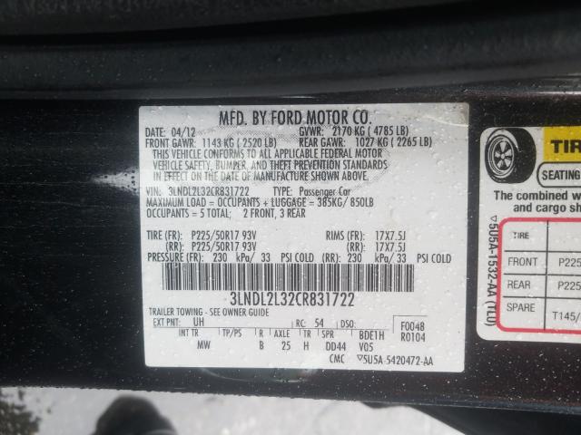 2012 LINCOLN MKZ HYBRID 3LNDL2L32CR831722
