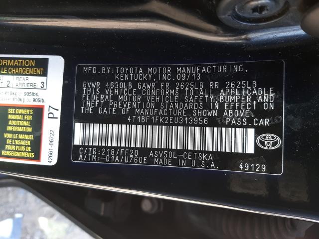 4T1BF1FK2EU313956 | 2014 TOYOTA CAMRY L