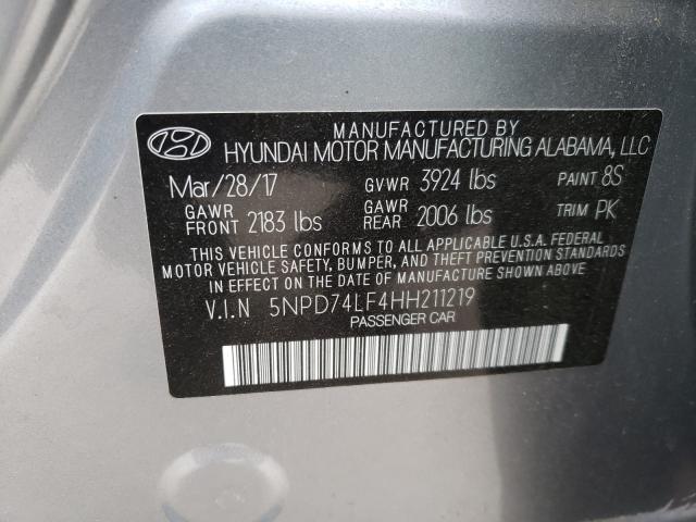 2017 HYUNDAI ELANTRA SE 5NPD74LF4HH211219