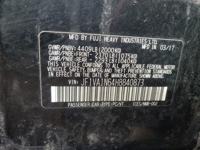 2017 SUBARU WRX LIMITE JF1VA1N64H8840873