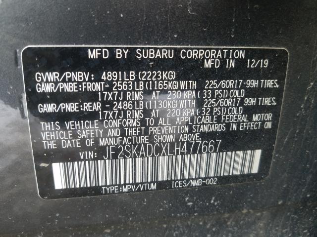 2020 SUBARU FORESTER JF2SKADCXLH477667