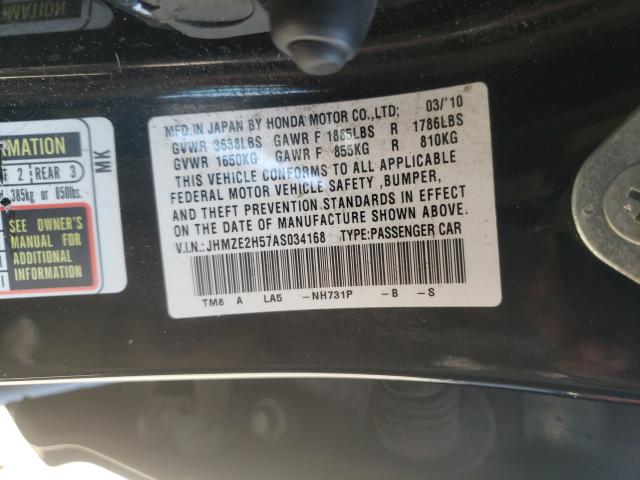 2010 HONDA INSIGHT LX JHMZE2H57AS034168