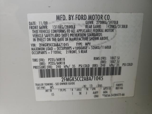 2010 FORD FLEX SEL 2FMGK5CC2ABA71045
