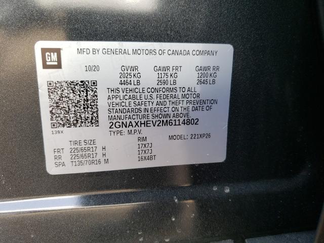 2021 CHEVROLET EQUINOX LS 2GNAXHEV2M6114802