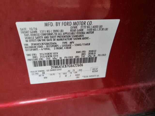 2016 FORD FLEX SEL 2FMGK5C87GBA22606