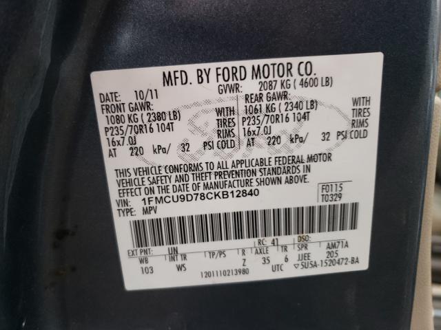 2012 FORD ESCAPE XLT 1FMCU9D78CKB12840
