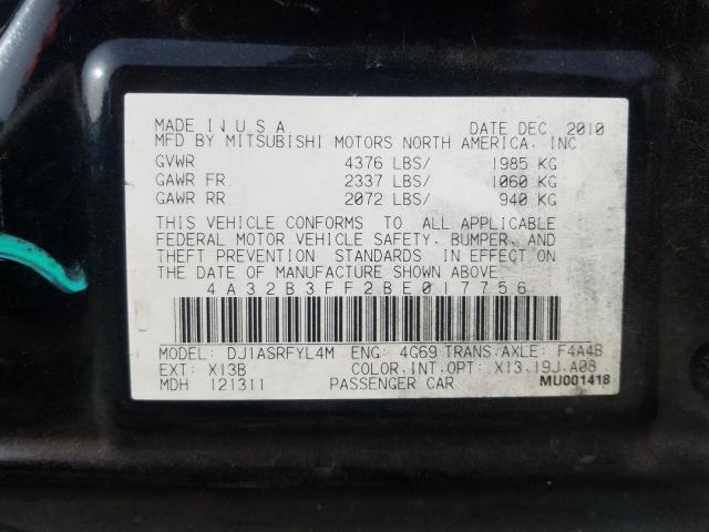2011 MITSUBISHI GALANT ES 4A32B3FF2BE017756
