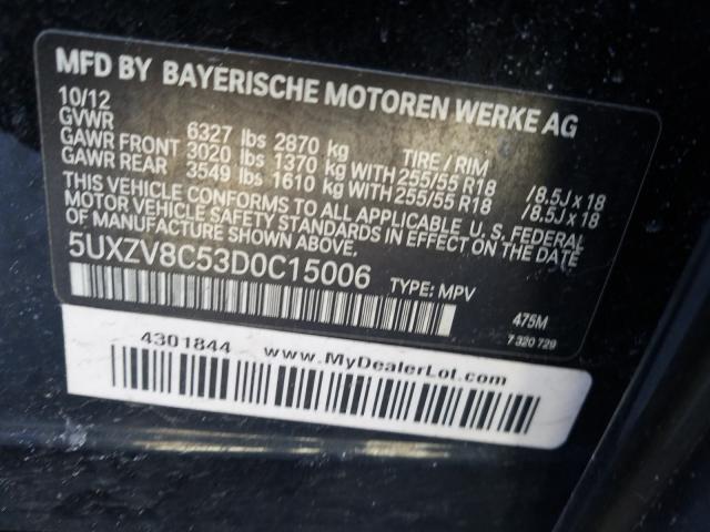 2013 BMW X5 XDRIVE5 5UXZV8C53D0C15006