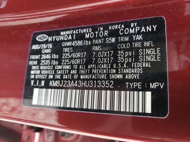 2017 HYUNDAI TUCSON SE KM8J23A43HU313352
