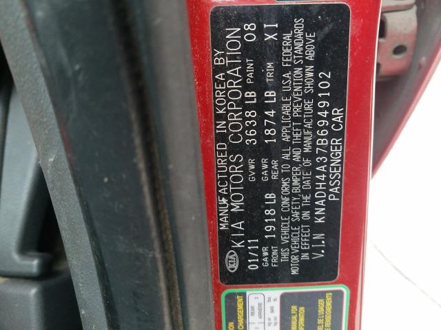 2011 KIA RIO BASE KNADH4A37B6949102