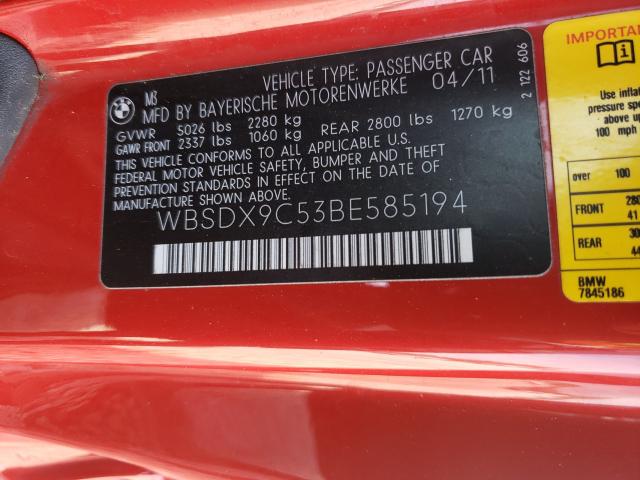 2011 BMW M3 WBSDX9C53BE585194
