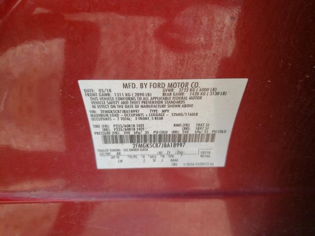 2018 FORD FLEX SEL 2FMGK5C87JBA18997