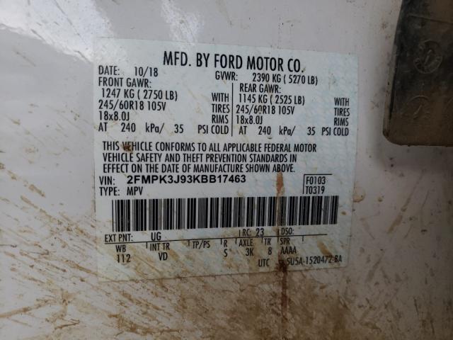 2FMPK3J93KBB17463 Ford EDGE SEL