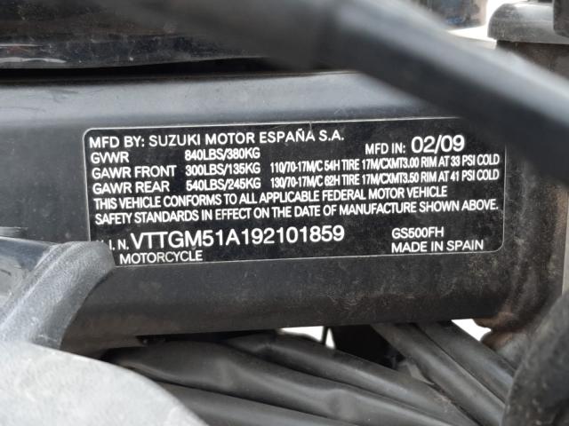 2009 SUZUKI GS500 VTTGM51A192101859