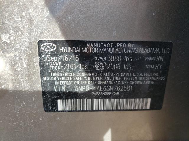 2016 HYUNDAI ELANTRA SE 5NPDH4AE6GH762581