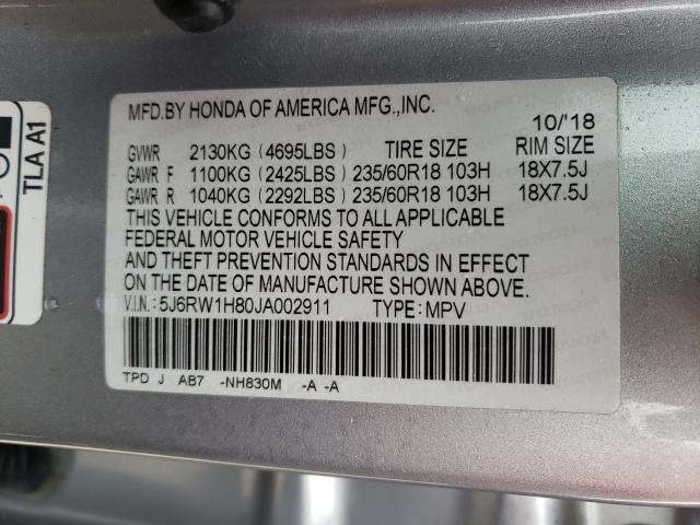 2018 HONDA CR-V EXL 5J6RW1H80JA002911