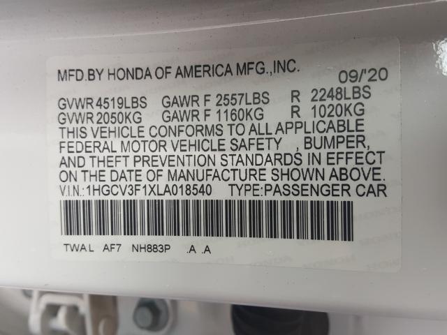 2020 HONDA ACCORD HYB 1HGCV3F1XLA018540