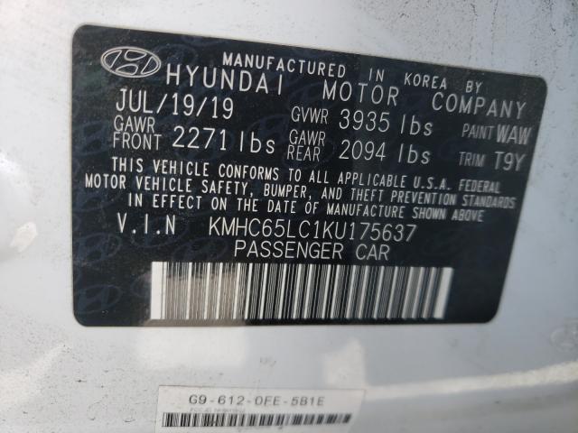 2019 HYUNDAI IONIQ BLUE KMHC65LC1KU175637