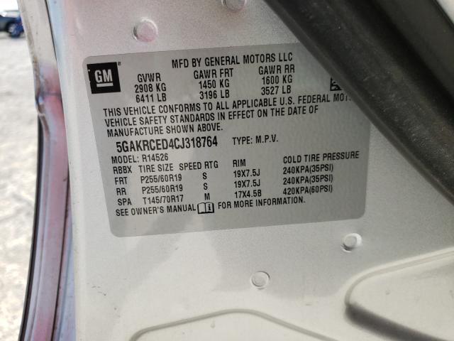 2012 BUICK ENCLAVE 5GAKRCED4CJ318764